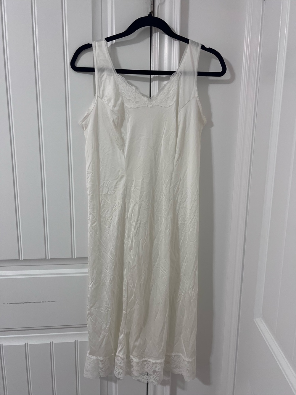 Classic White Lace-Trim Slip Dress